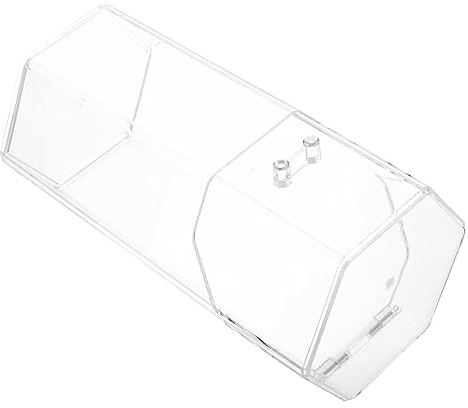 FIXOSHEE Hexagonal Acrylic Makeup Brush Storage Holder with Dustproof Lid, Cosmetic Organizer for Bathroom and Dressing Table, Makeup Display Box for Travel and Home Use