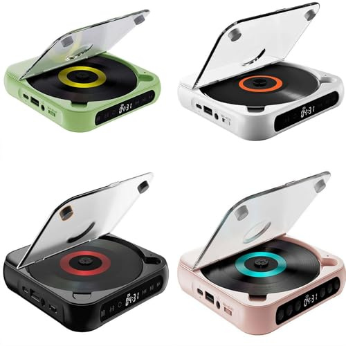 Lettore CD portatile con audio Hi-Fi Bluetooth, batteria ricaricabile, supporta CD-Rw/Mp3, utilizzato per viaggi, casa, auto e relax (verde)