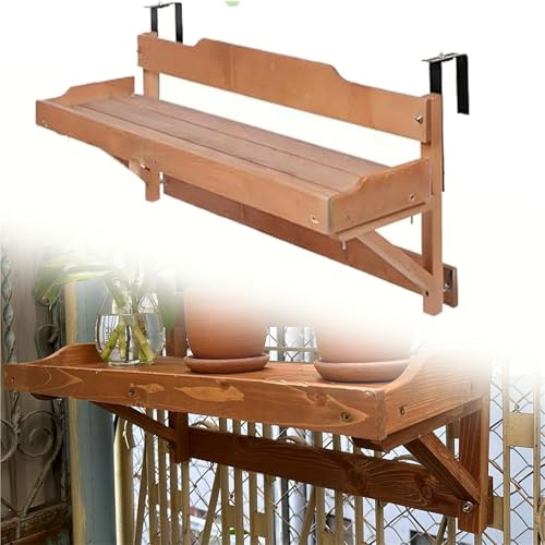 Generisch Massivholz balkontisch hängend Balkon-Hängetisch, Terrassengeländer, Bar-Schreibtisch, Nicht Klappbar, Hängender Balkon-Bar-Terrassengeländer-Esstisch, Nicht Klappbar(L 24in/60cm)