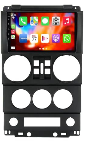 para Jeep Wrangler Rubicon 2008-2010 9 Pulgadas Android 12 IPS Pantalla Táctil Radio De Coche Carplay Android Auto Apoyo MirrorLink Hi-Fi DSP Dab BT 5.0 FM Am RDS Cámara Trasera SWC(B,200S)