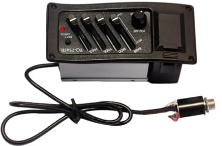 TOYANDONA Gitarren Tonabnehmer 4-band Eq Vorverstärker für Folk Akustikgitarre mit Lautstärkeregler Schwarz 7545r