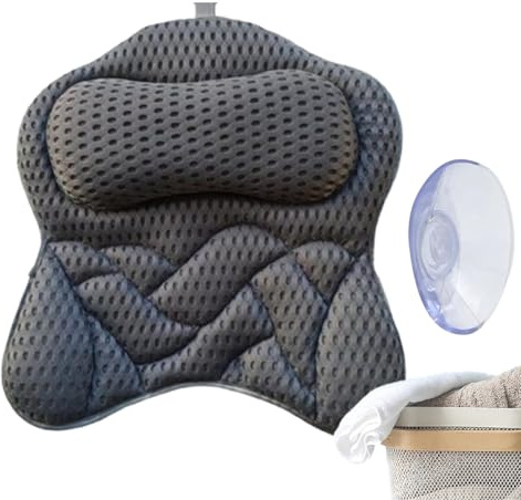Badkarskudde – ergonomisk nackkudde, stöd för spa | andningsbar 4D nät komfortdesign, hudvänlig skumbad avslappningsdyna, lyxigt vilotillbehör för badrum blötläggning, hemspa, badtunna, jac