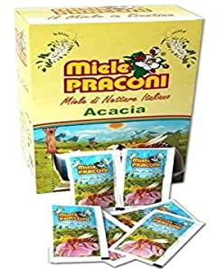 PRACONI MiTA – 100 sachets de miel d'acacia monodose 100 % italien, 5 g adoucissant naturel HONEY NATURAL SWEENER, 100