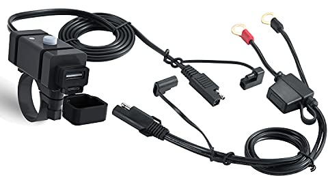 iMESTOU SAE-zu-USB-C-Ladegerät, Wasserdichtes Motorrad Dual USB Telefon Ladegerät mit 2,4A & 2,4A Ausgängen Schnellladung für Smartphones GPS Tablet