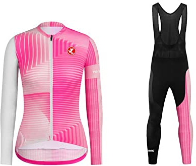 UGLY FROG Damen Radtrikot Set Fahrradbekleidung Fahrrad Langarm + Radhose mit Sitzpolster Herbst Sportbekleidung