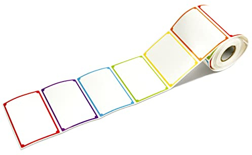 300 etichette nome vuote in 6 colori, con linea perforata, adatte per scuola, ufficio, casa (dimensioni: 8.9 x 5.6 cm).