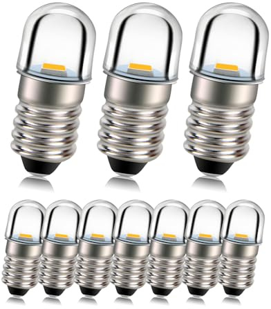 Ruiandsion 10 pièces 3 V E10 douille de Base ampoule LED 1 W blanc chaud remplacer torche phare phare Mini lampe frontale ampoules de lampe de poche