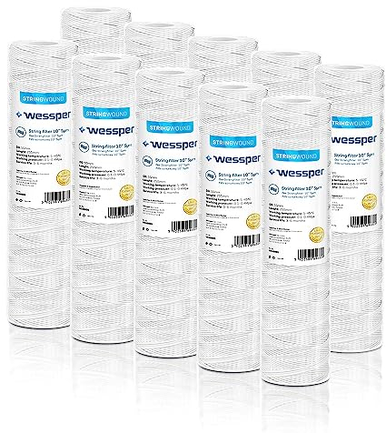 10x Wessper Cartouche Sédiment Bobinée pour l'osmose inverse, l'eau alimentée par le pôle et la filtration des particules - 5 microns