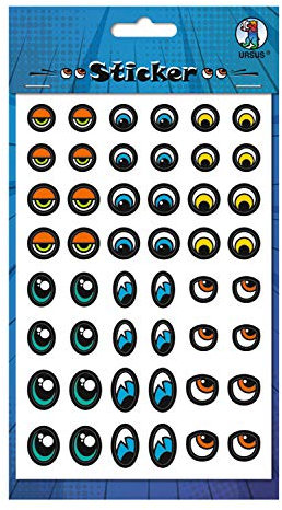 Ursus 59520006F - Sticker Augen, bunt, 100 Augenpaare, ca. 10 25 mm, selbstklebend, für Jungen und Mädchen, zum Basteln und Gestalten von lustigen Figuren und Tieren