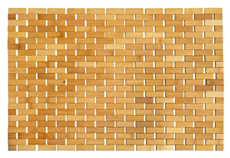 QUVIO Bambus-Badematte 70 x 50 cm/Rollbare rutschfeste Badematte Holz/Duschmatte/rutschfeste Matte/rutschfeste Badematte - Braun