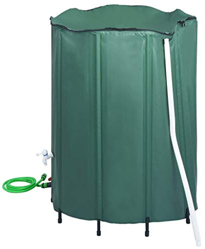 Festnight Serbatoio per Acqua Piovana Pieghevole con Rubinetto 1250 L 120 x 110 cm PVC Bidone Resistente alla Corrosione e ai Raggi UV Colore Verde Scuro