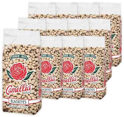 Camellia Brand Dried Blackeye Peas – Premium Non-GMO Southern Pea for Hoppin’ John, Soups, Stews, Salads, New Years Day, and Side Dishes – Gluten-Free, High Protein, Vegan & Vegetarian Friendly, 1 Pound (Pack of 12)