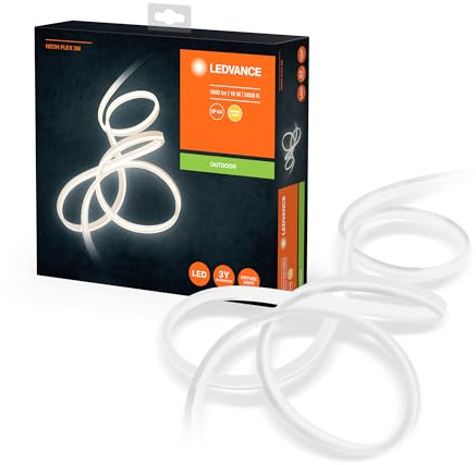 Ledvance LED Lichtschlauch für Innen und Außen, 3 Meter Länge, als Wohnraum- oder Gartenbeleuchtung, flexibel und biegsam, 19W, 1000 Lumen, Warmweiß (3000K), Schutzart IP65, NEON FLEX
