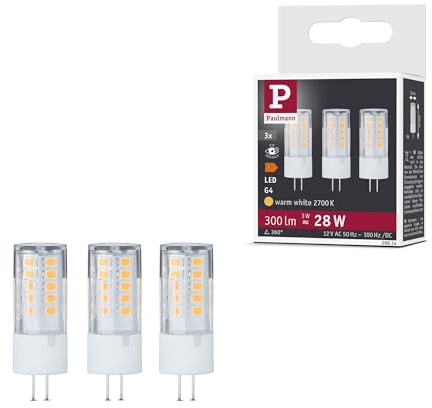 Paulmann 28814 Lampadina LED attacco a baionetta 300lm 3x3 Watt illuminazione chiaro lampadine a bulbo 2700 K G4