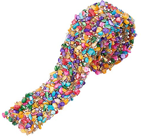 PH PandaHall 1m Nastro con Strass e Pietre Nastro di Strass di Cristallo, 37mm Nastri Decorativi Colorato per Matrimonio Fai Da Te Abito da Sposa Scarpe Torte Nuziali Decorazioni