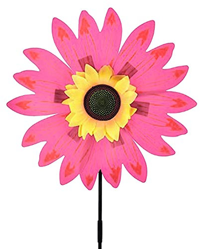 JAWSEU Moulin à Vent de Jardin, Moulin à Vent Fleurs, Décoration Tournesol, Cadeau de Jouet de Moulin à Vent pour Enfants, Décoration pour Pelouse Cour Extérieure