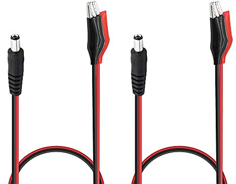 YACSEJAO Cavo di alimentazione da jack maschio CC a clip a coccodrillo 50 cm / 19,7 pollici 2,1 mm x 5,5 mm Cavo di alimentazione jack maschio da 12 V CC a clip a coccodrillo (2 pezzi)