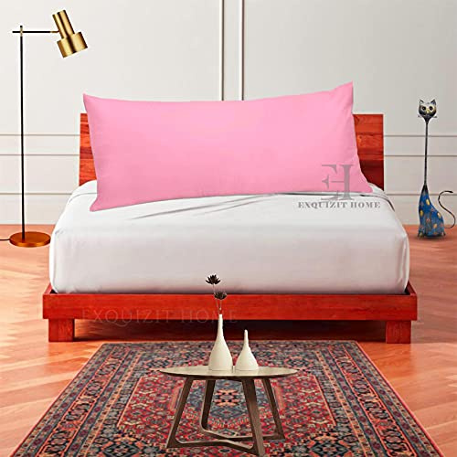 EXQUIZIT HOME® Bolster Pillowcase Cover Maternity Pregnancy Orthopaedic Body Pillowcase Cover Soft Microfibre Washable Long Cushion Pillow Cover 4.5FT (54 Inches, Pink Colour)