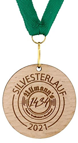 pokalspezialist 50 Stück Medaille aus Holz 55 mm nachhaltig 4mm stark individuell mit Gravur