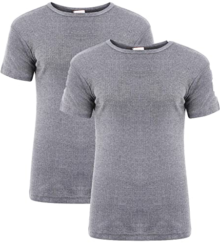 Heatwave® Pack Of 2 Men's Thermal T Shirt, Warm Underwear Baselayer, S M L XL XXL Thermals (Grey, L)