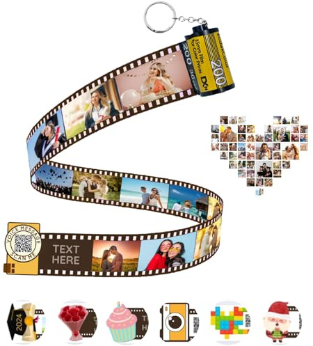 Porte-clés d'album en Rouleau de Film, Porte Clé Personnalisée avec Photo Colorée, Porte-clés en Fouleau de Film, Rouleau de Film Caméra Porte Clé, Cadeau Unique Pour Noël Anniversaire Saint Valentin