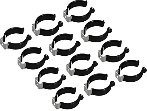 sourcing map 12Stk. T12 U Clips Halter Halterung Edelstahl schwarz | LED-Lichtstreifenclips Rohrschellen, Led Streifen Clips Rohrschellen, Für Leuchtstoffröhrenhalter