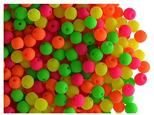 600 Stück Tschechische Glasperlen Rund Gepresst, 3 mm, Estrela NEON (UV aktiv), Warmer Neon Mix