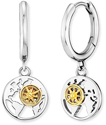 Engelsrufer Damen Ohrschmuck Aloha aus Sterling Silber mit Weltkarte und Windrose Bicolor - nickelfrei