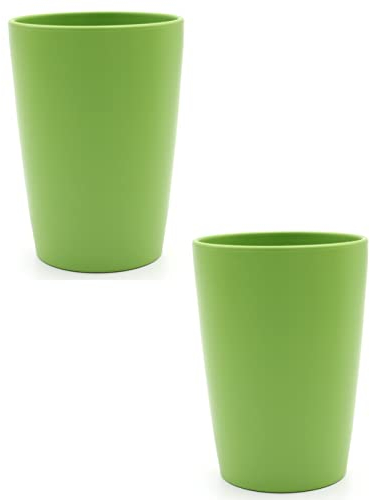 Magu 2 Nachhaltiger Biopolymer Becher (6 Farben) Farbe: grün 100% Erdölfrei | Robust und Nachhaltig | Kunststoff Trinkbecher oder Zahnputzbecher | 2er Set grün