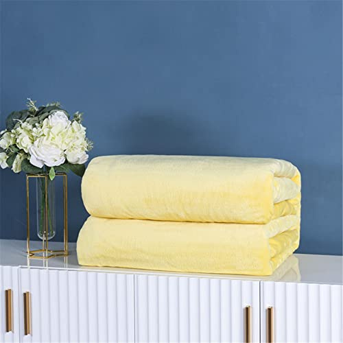Chickwin Einfarbig Kuscheldecke Flauschig Weiche Wohndecke Flanelldecke Warm Winter Fleecedecke Couchdecke Sofaüberwurf Bettüberwurf TV Decke - 8 Größen 11 Farben (Hellgelb,180x200cm)