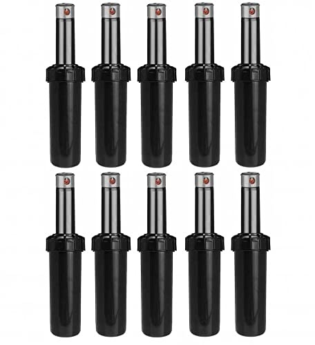 Lot de 10 arroseurs enterrés avec buse rotative 3/4, portée de 6,9-15,6 m. Arroseurs d'arrosage de pelouse avec levage automatique. Arroseur sectoriel réglable de 25 à 360 °. Comprend des tuyères.