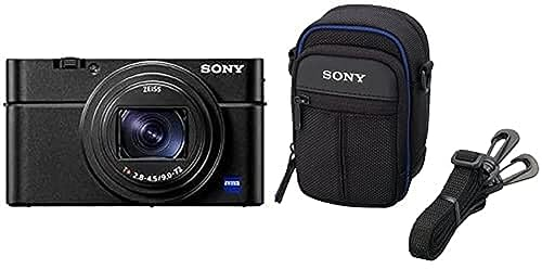Sony RX100 VII | Premium Bridge-Kamera (1 Zoll-Sensor, 24-200 mm F2.8-4.5 Zeiss-Objektiv, Auto-Augenautofokus, 4K-Filmaufnahmen und neigbares Display) + Tasche