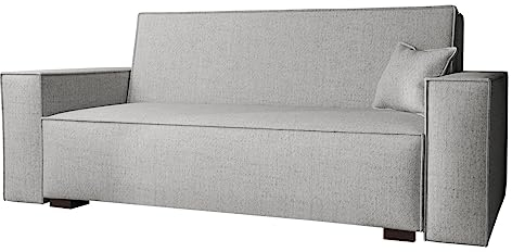 Mirjan24 Sofa Viva Duo IV mit Schlaffunktion, 4 Sitzer Polstersofa mit Bettkasten inkl. Kissen, Schlafsofa, Bettsofa, Sofagarnitur, Farbauswahl, Wohnlandschaft (Neve 80)