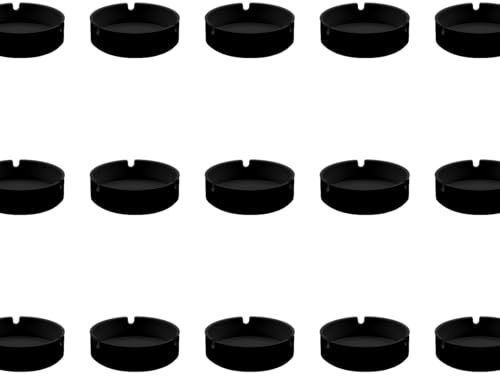 15 Posaceneri Pedro in Melamina Italiana - 9,2 cm x 2,2 cm Leggero e Pratico, Anti Bruciatura, Impilabile, Facile da Pulire anche in lavastoviglie (NERO)