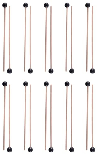 Haztholf 20 Stück weiche Gummiköpfe Stäbe Holzgriff Glocke Schlägel für Glockenspiel Xylophon Glocke Musikinstrumente Teile schwarz