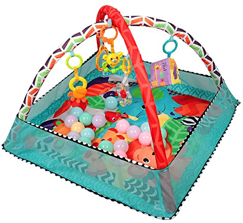 3 in 1 Schildkröte Spieldecke Baby Spielmatte mit Spielbögen Bälle Bällebad Krabbeldecke Erlebnisdecke Spieldecke Lernmatte Babyspielzeug