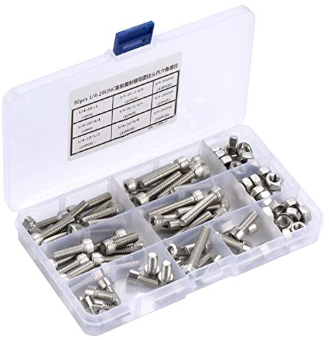 90 Pz Viti a Testa Esagonale Vis Americaine Bulloni Dimensioni in Pollici Bulloni a Testa Presa Coffret in Acciaio Inox Vis Unc Viti a Testa con Esagono Incassato