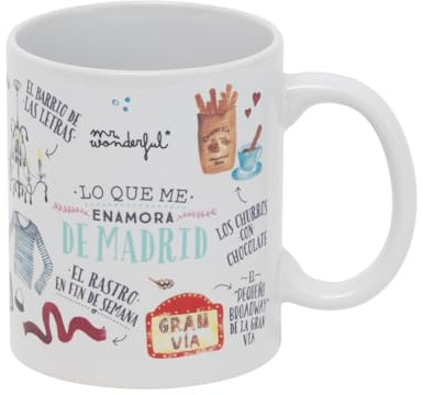 Mr.Wonderful - Taza - Madrid - Taza de Cerámica - Apta para Microondas - 300 ml
