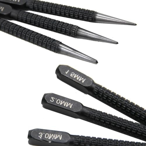Lot de 3 poinçons de centrage robustes pour un marquage précis des trous, 1 5 mm, 2 mm, 3 mm, poignée facile à prendre en main