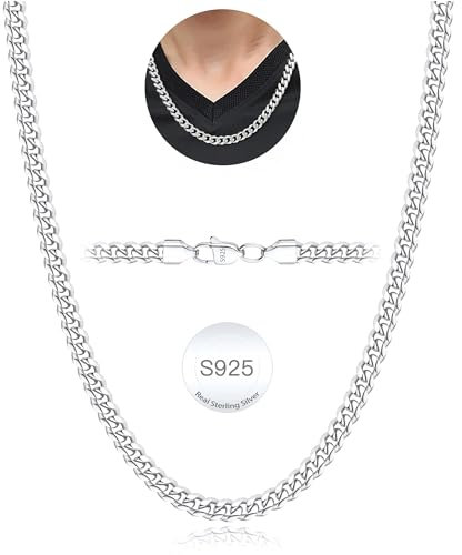 Rajputana 925 Silber Kette Halskette für Männer 5mm Kubanische Verbindung Ketten für Herren Junge Sterling Silber Männer Kette Halsketten Robuste Kandare Chains Schmuck Geschenke 22 Zoll