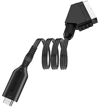 DOITOOL Convertisseur Scart Vers Vidéo Et Audio 1 Mètre Cordon Péritel Adaptateur Vidéo 1080p Plug and Play Signal Standard Pour Téléviseur Magnétoscope Vhs Dvd