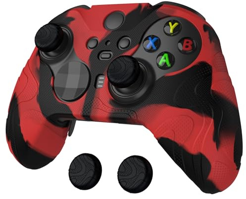 playvital Mountain Range Edition Silicone Cover for Xbox Elite Wireless Controller Series 2 & Elite Series 2 Core, Red Black Anti-Slip Controller Skin for Xbox Elite Series 2 Core with Thumb Grips