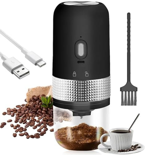 Molinillo de café eléctrico, molinillo de café eléctrico portátil, ajuste de grado de molienda ajustable, molinillo de café de cerámica, pequeño molinillo de café recargable para granos, frutos secos