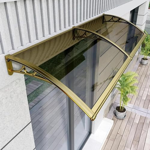 Outdoor Haustür Vordach Sonnenschutz Regenschutz 100x350cm Polycarbonat Abdeckung mit Alurahmen