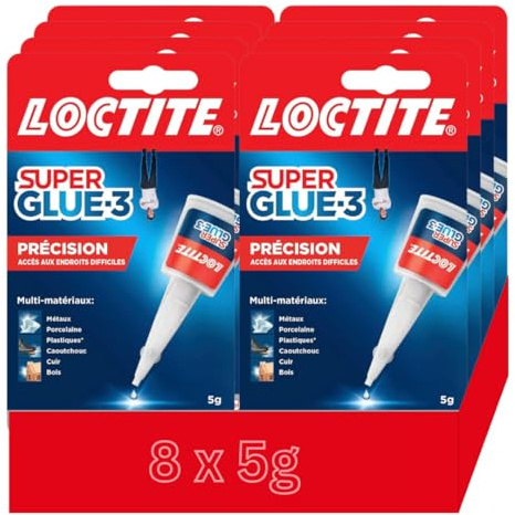 Super Glue 3 Precisione 5g - Colla istantanea per tutti i materiali - Forte colla per riparazioni precise - Colla flash trasparente ad asciugatura rapida (8 x 5 g)