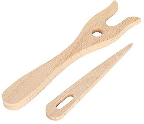 Knitting Fork, Wooden Weaving Big Eye Needle Portable Knitting Fork Set DIY Weaving Tools for Crocheters and Fiber Artists
