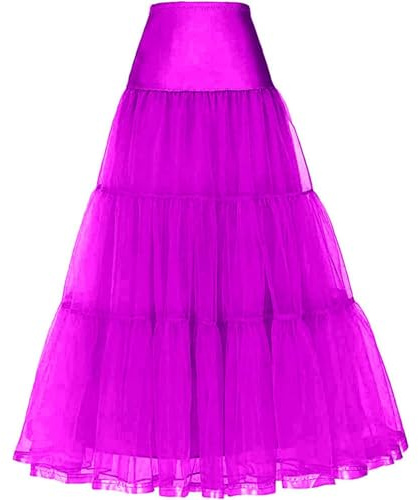 Enaguas Cancan Falda cancán Larga Enaguas Crinoline para Mujer Long Hoopless Tutu Petticoat Underskirt Faldas De Ballet falda de Fiesta Boda Novia Longitud del tobillo enaguas faldas(Morado,50)