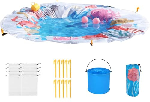 Baby Paddling Pool,Foldable Baby Beach Pool,2-i n-1 Kiddie Pools and Beach Blanket with Storage Bag,Portable Beachs Mat,Sandproof Waterproof Water Play Outdoor Sand Toy for Travel Trip Vacation Picnic