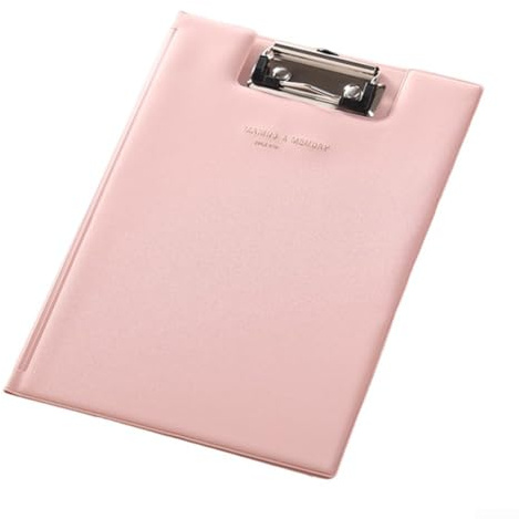Porte-bloc avec système de serrage robuste et poche intérieure pour feuilles volantes Rose Format A4