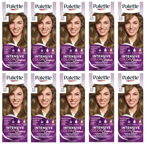 Confezione da 10 palette Intensive Color Cream 7 – 0 (N6) Medium Blond Hair Color – Full Box – con istruzioni in inglese (lingua italiana non garantita)